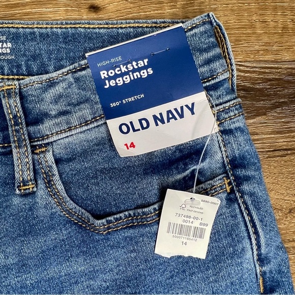 Old Navy Girls High Waisted Rockstar 360° Stretch Jeggings, Medium Wash, Size 14 - Picture 6 of 9